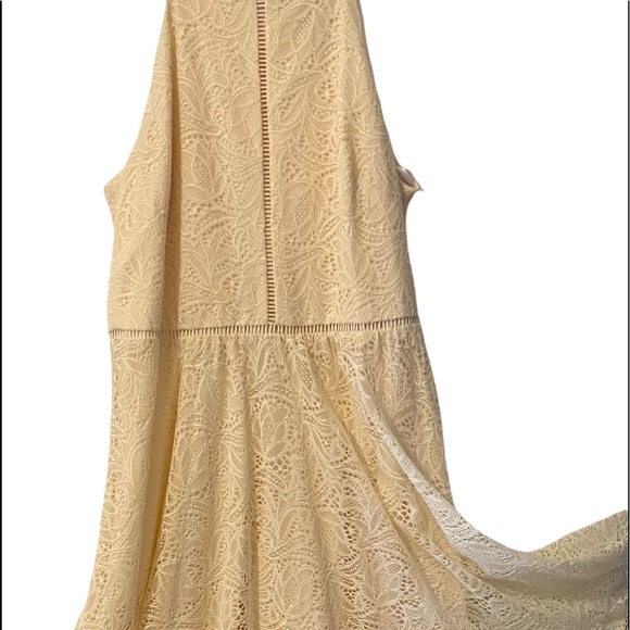 Vince Camuto lace halter sundress size 12 Ivory High Low Hem Lined $148 NWT - Picture 2 of 12